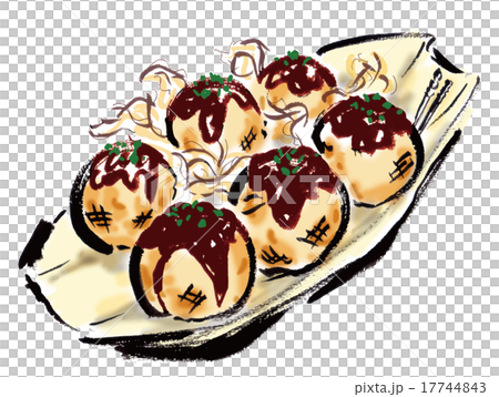 たこ焼き 船に入ったタコ焼きのイラスト素材